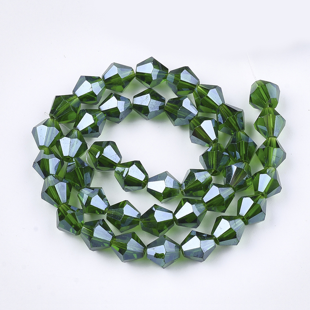 50pc/Strd Faceted Electroplate Glass Bicone Beads Pearl Luster Plated Spacer 6mm - Picture 12 of 18