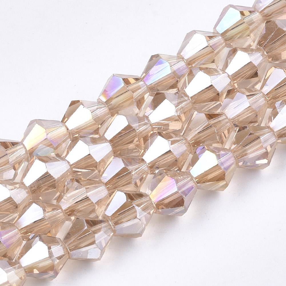 50pc/Strd Faceted Electroplate Glass Bicone Beads Pearl Luster Plated Spacer 6mm - Picture 7 of 18