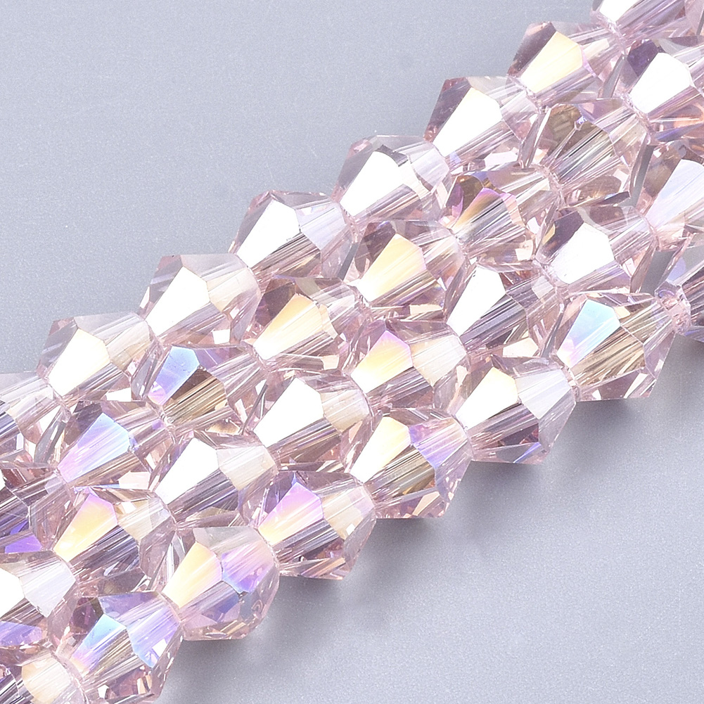 50pc/Strd Faceted Electroplate Glass Bicone Beads Pearl Luster Plated Spacer 6mm - Picture 5 of 18
