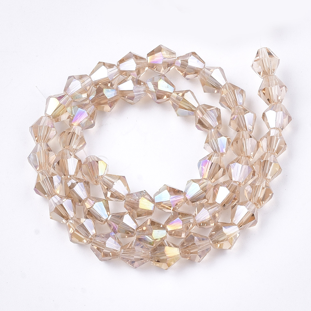 50pc/Strd Faceted Electroplate Glass Bicone Beads Pearl Luster Plated Spacer 6mm - Picture 8 of 18