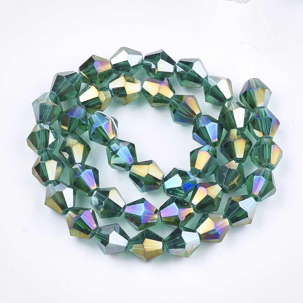 50pc/Strd Faceted Electroplate Glass Bicone Beads Pearl Luster Plated Spacer 6mm - Picture 18 of 18