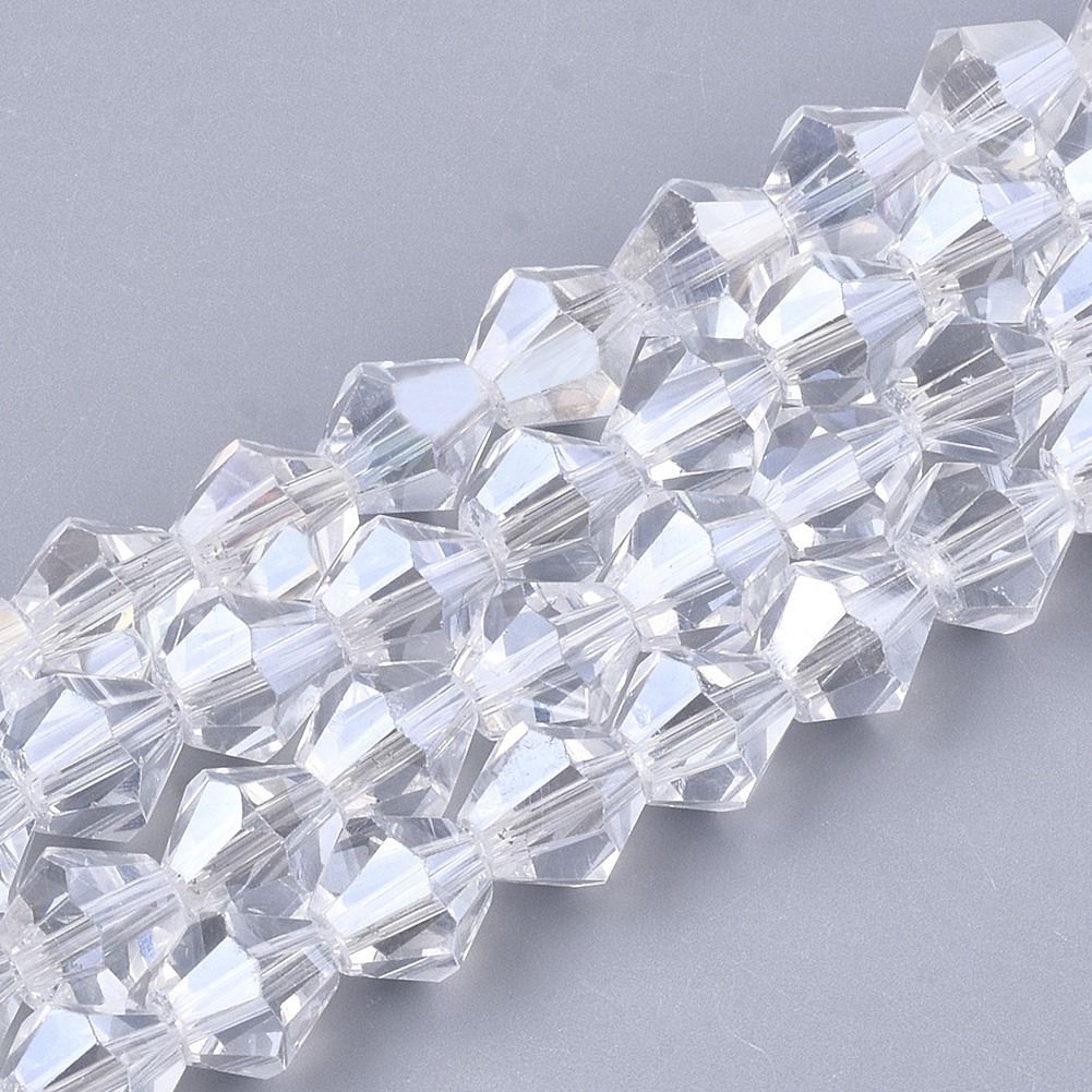 50pc/Strd Faceted Electroplate Glass Bicone Beads Pearl Luster Plated Spacer 6mm - Picture 2 of 18