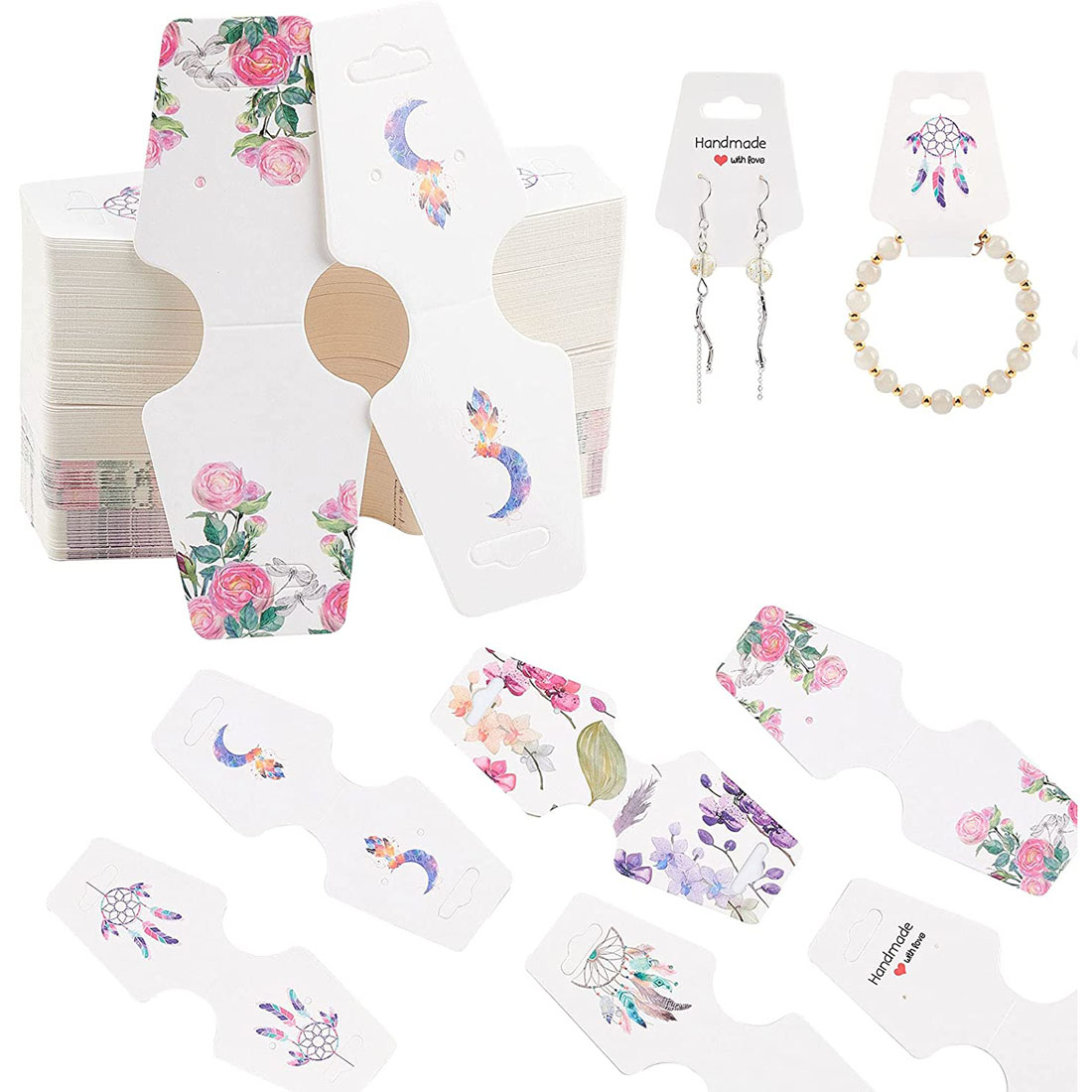 PH PandaHall 100 Pack Necklace Display Kit Paper Necklace Cards 2 Styles  Necklace Display Cards Dainty Pendant Holder Cards with Clear Bags for  Choker