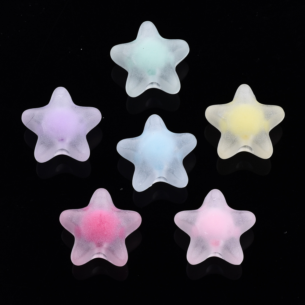 Cute Star Beads, Aurora Borealis Acrylic Beads (AB Red / 10 pcs / 16m, MiniatureSweet, Kawaii Resin Crafts, Decoden Cabochons Supplies