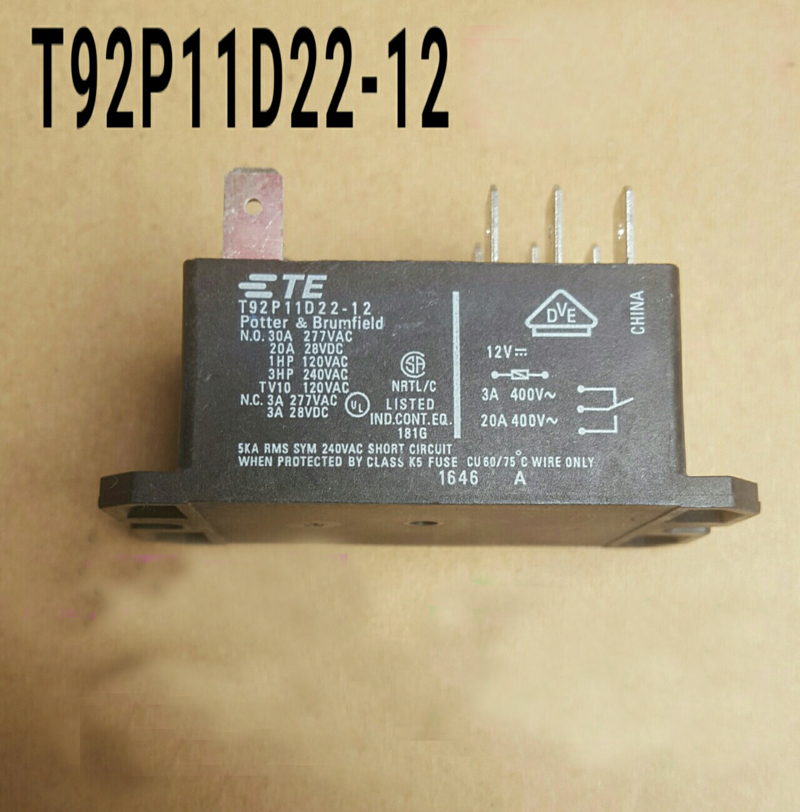 Te Connectivity Relay 277Vac T92S7D22-12 30A Four Pack Dpst-No 28Vdc Potter/&brumfield