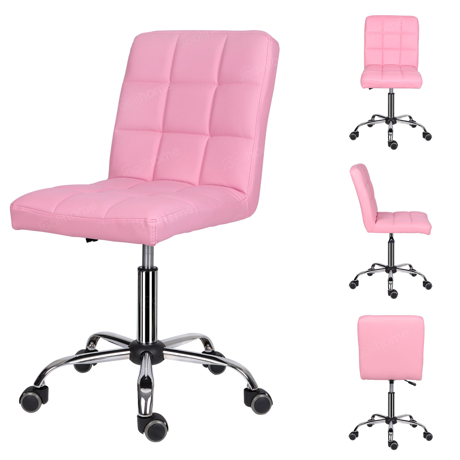 Pink Office Chair Leather Home Office Computer Desk Chairs Swivel