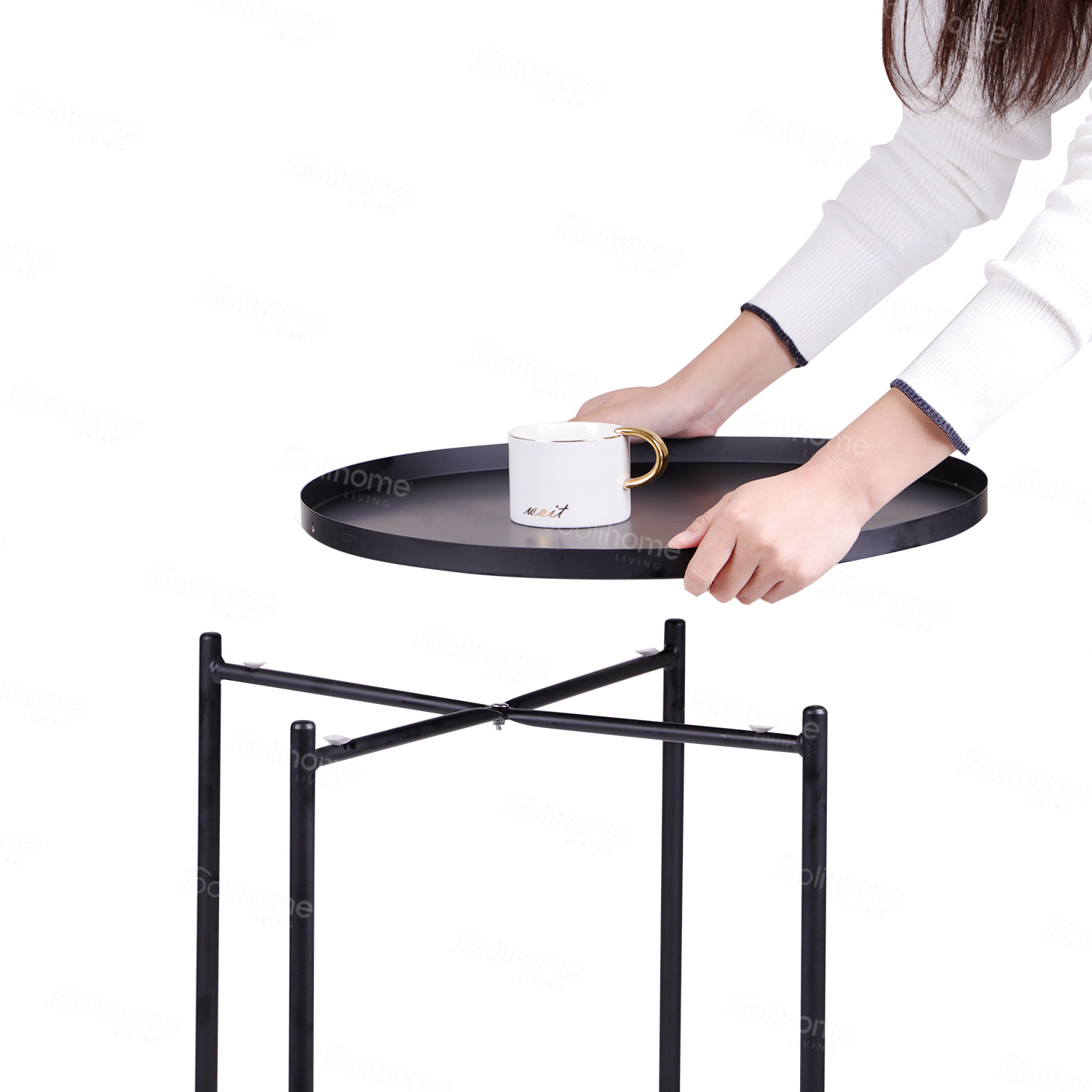 Round Coffee Table Sofa Side Small Night Stand End Table Metal Tray Legs Console Round Coffee Table Sofa Side Small Night Stand End Table Metal Tray Legs Console