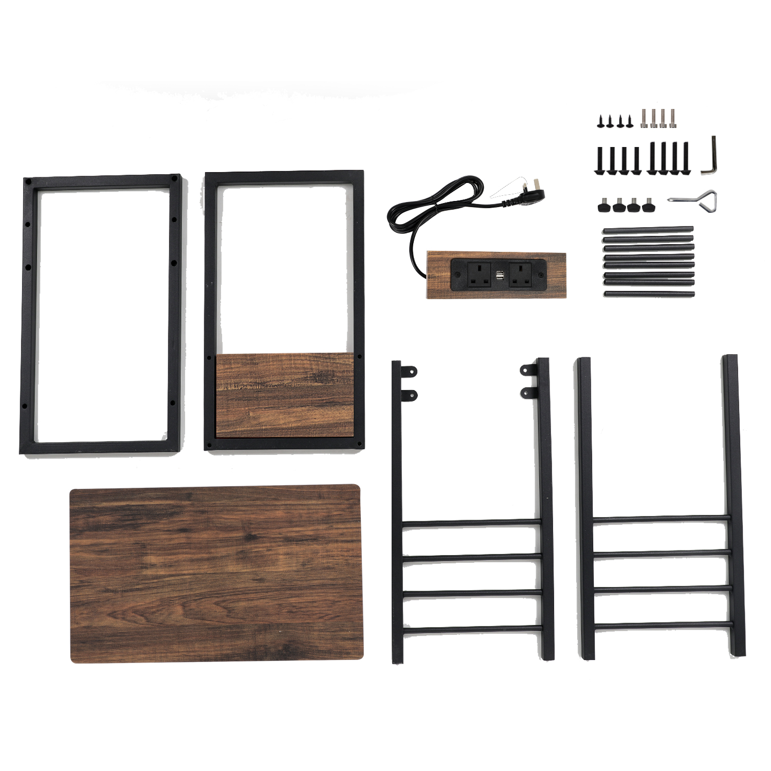 Bedside Sofa Side End Table Coffee Laptop Table with USB Ports Socket Wood Metal Bedside Sofa Side End Table Coffee Laptop Table with USB Ports Socket Wood Metal