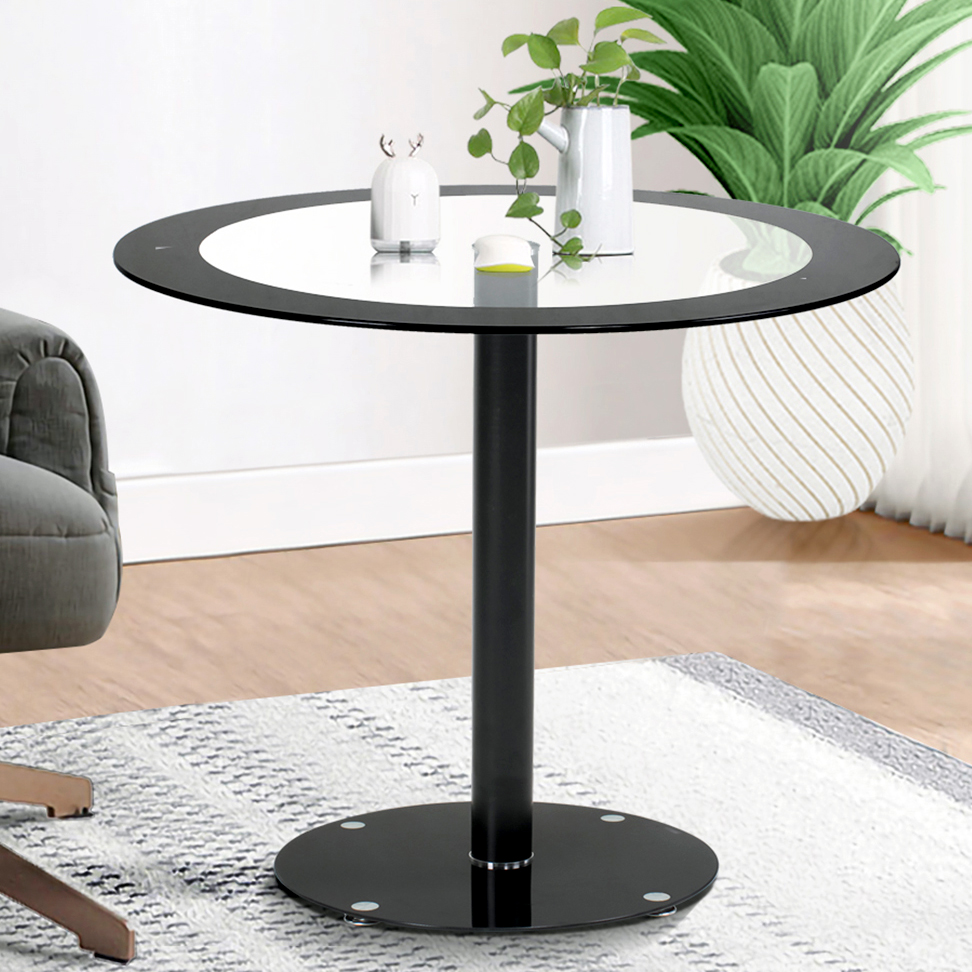 90cm Glass Round Dining Table Chrome Bar Base Modern Living Room Furniture 609301764286 EBay