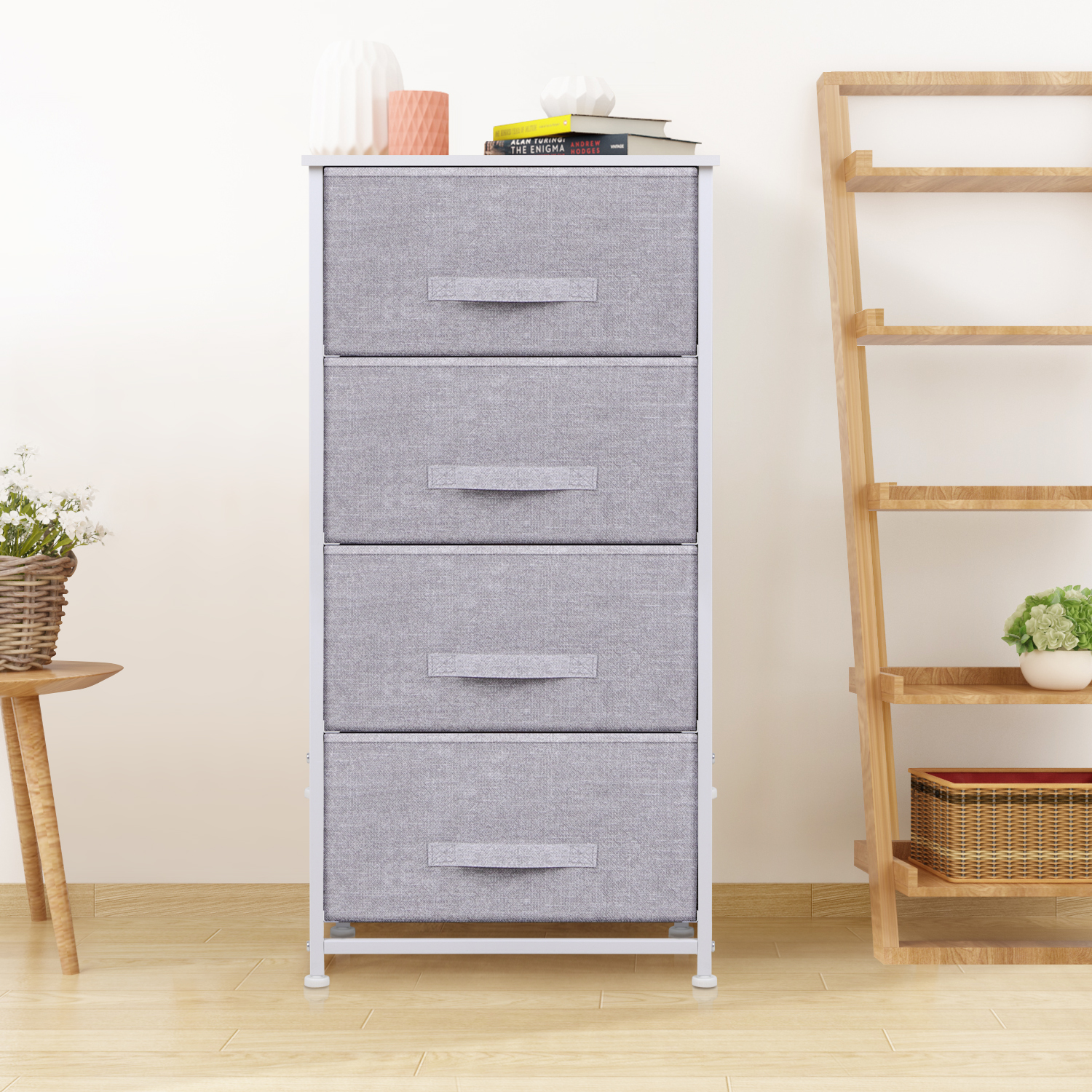 Fabric Storage Unit w/ Removable 4Drawers Organiser Linen