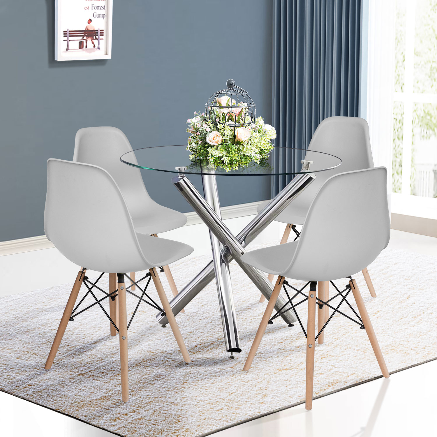 Round Dining Table For 4 Glass ~ Dining Modern Set Chairs Gloss Table ...