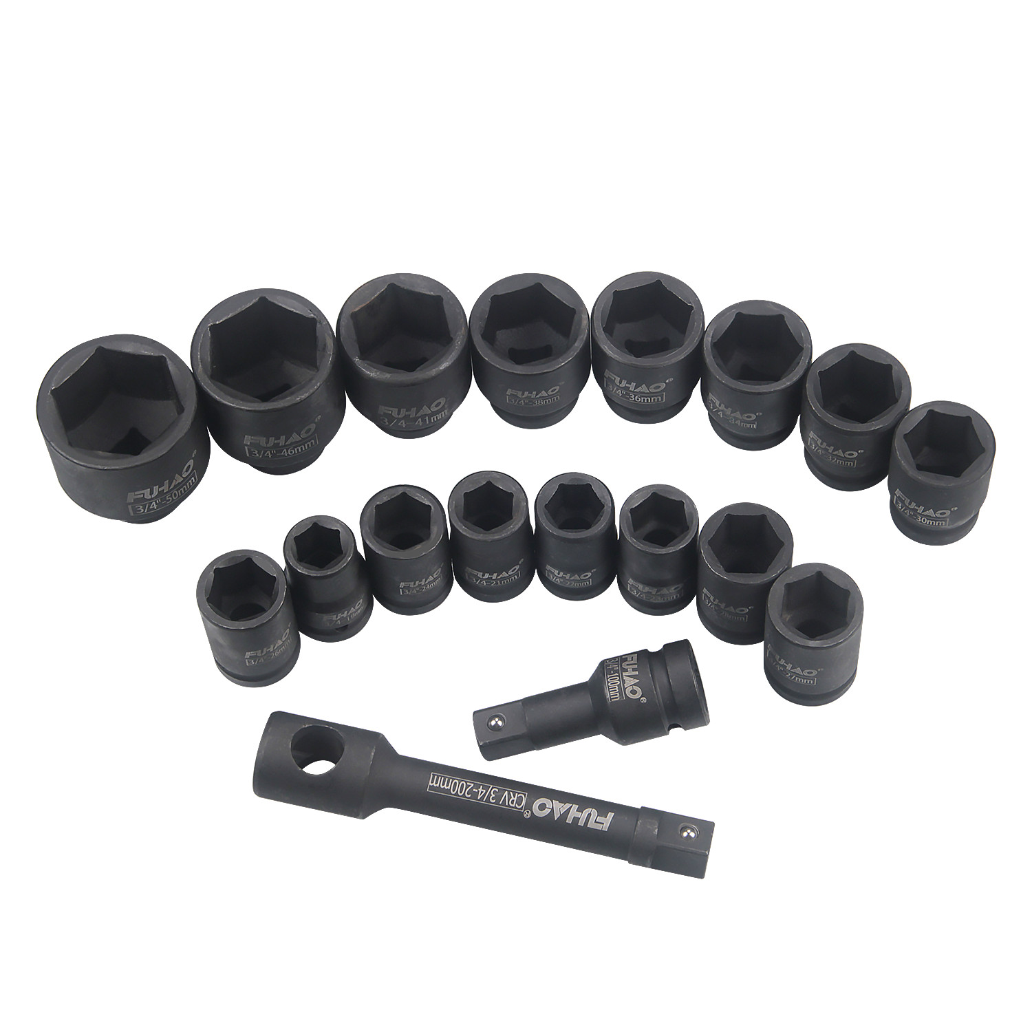 21Pc 3/4 Inch Jumbo 6pt Impact Socket Metric Set 19mm50mm For Car