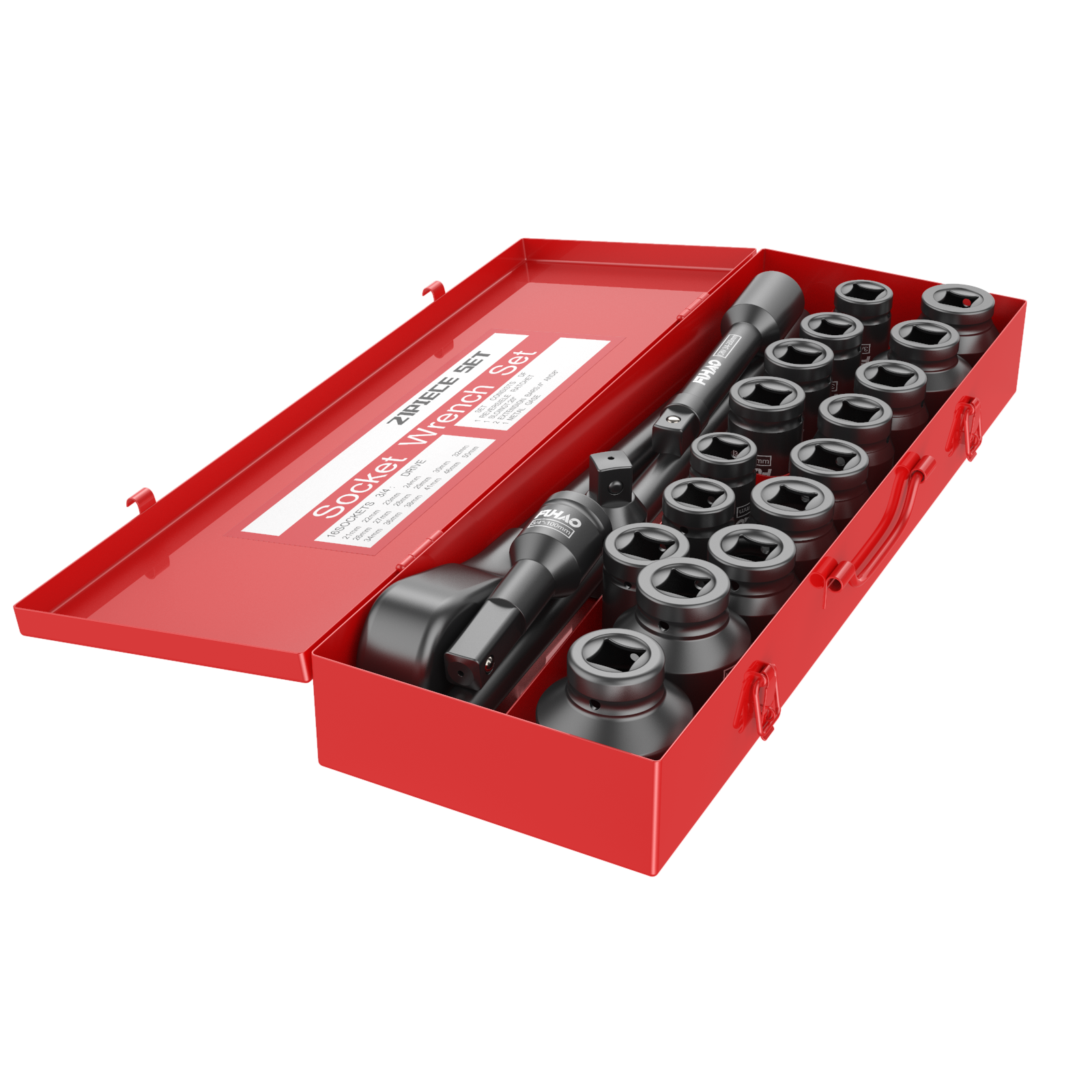 21pc SAE 3/4" Drive Socket Set w Storage Case Jumbo Ratchet Wrench