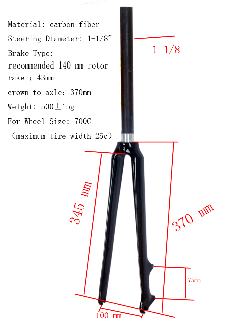 road bike fork sizes