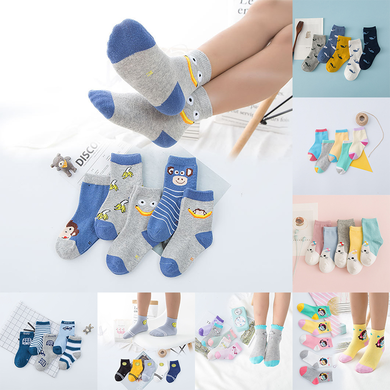 Lot 5 Pairs Baby Boy Girl Cartoon Cotton Socks Kids Toddler Infant Soft Sock
