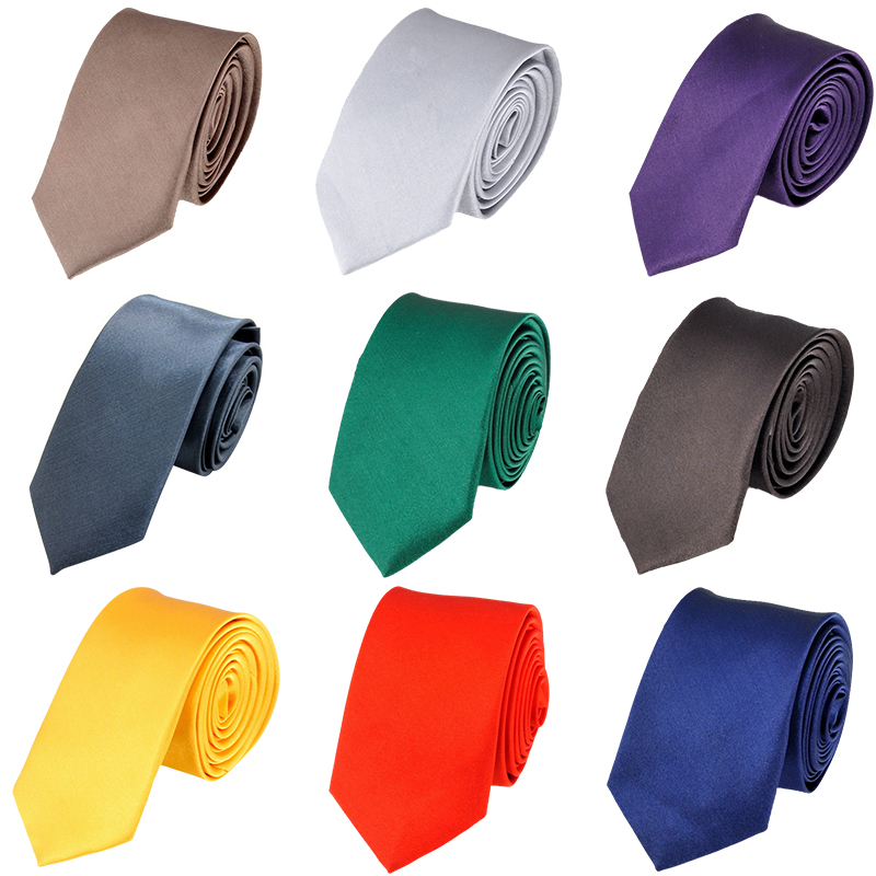 Men Slim Necktie Tie Party Wedding Tie Classic Jacquard Woven Plain Skinny Silk