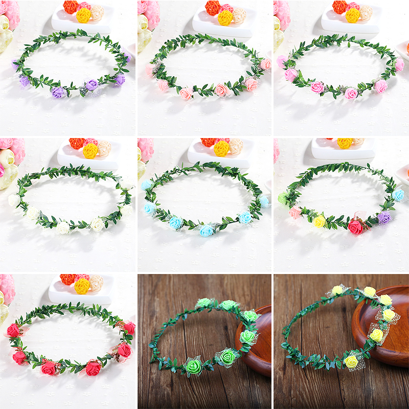 Boho Girls Wedding Garland Hair Band Princess 6 Flower Festival