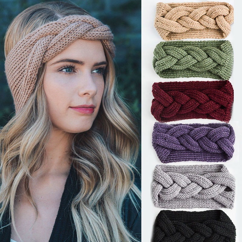 Women Winter Hairband Wool Knitted Ear warmer Headband Twist Knot Head Wrap Girl