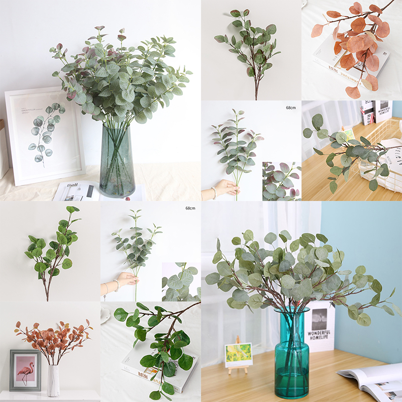 Green Plant Eucalyptus Simulation Artificial Fake Leaf Silk Flowers Home Decor