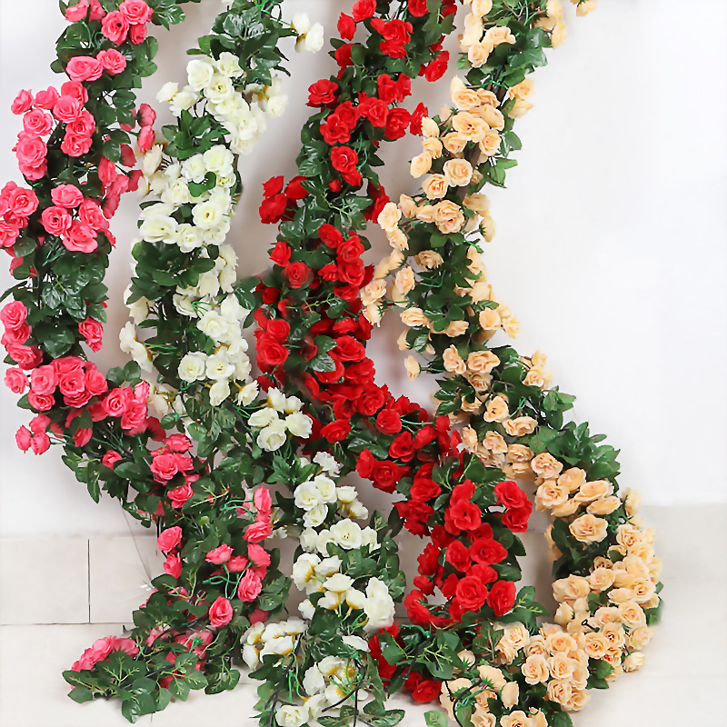 7 ft Artificial Trailing PINK//CHAMPAGNE ROSE LEAF GARLAND FLOWER Foliage Flowers