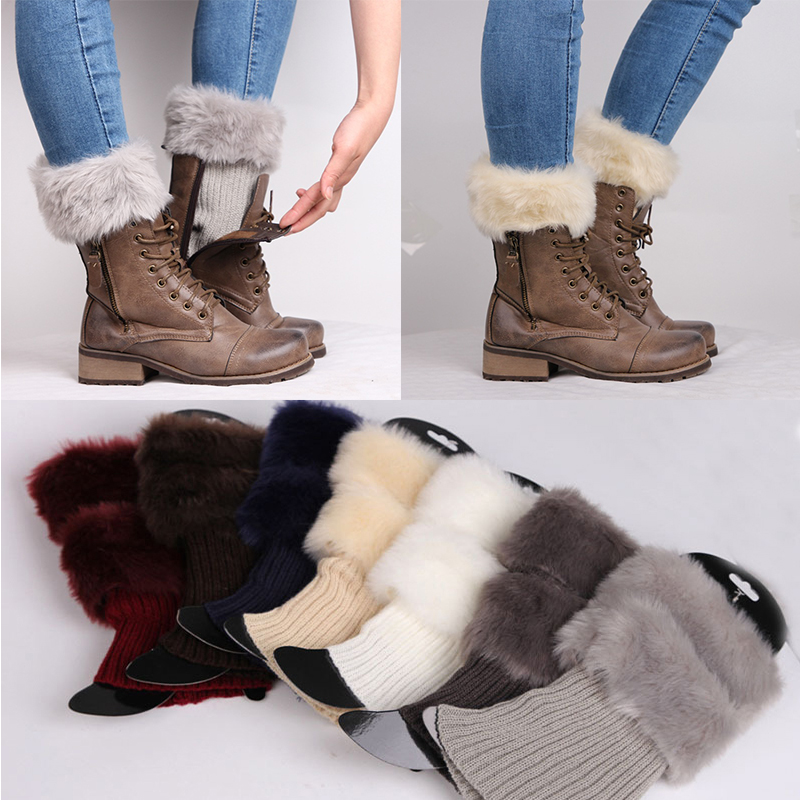 1 Pair Fashion Autumn Winter Women Leg Warmers Female Warm Solid Color Boots Cuffs Knit Leg Warm Socks