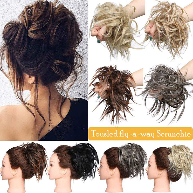 Curly Messy Bun Hair Piece Scrunchie Hair Band Bobble Elastic Fake
