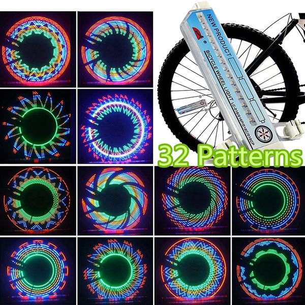 32 LED Patterns Cycling Bikes Bicycles Rainbow Wheel Signal Tire Spoke Light UK