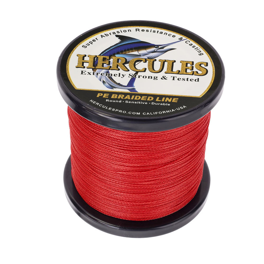 HERCULES Red Pink 10-300lb Extreme PE Braided Fishing Line 300/500/1000m Strands - Picture 25 of 27