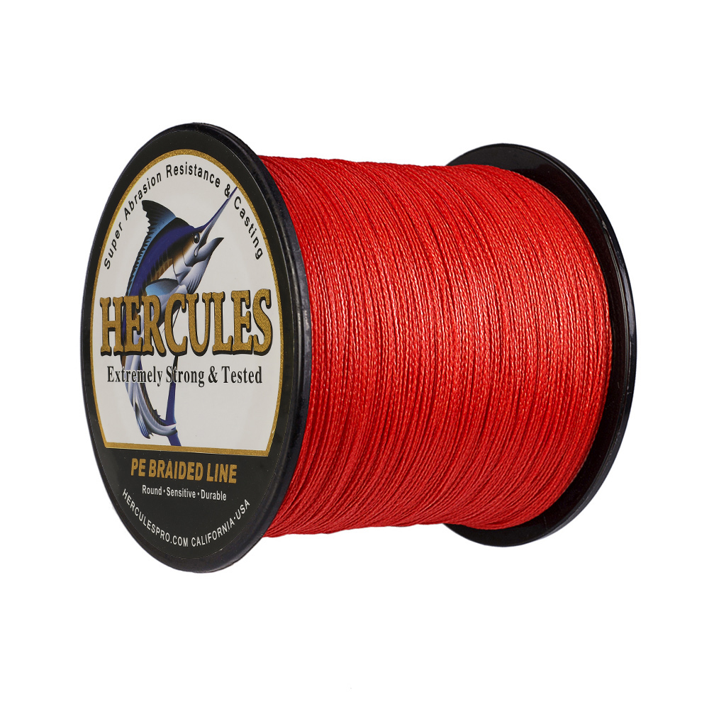 HERCULES Red Pink 10-300lb Extreme PE Braided Fishing Line 300/500/1000m Strands - Picture 23 of 27