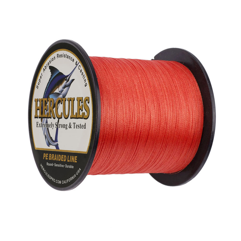 HERCULES Red Pink 10-300lb Extreme PE Braided Fishing Line 300/500/1000m Strands - Picture 20 of 27