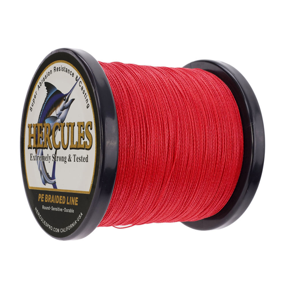 HERCULES Red Pink 10-300lb Extreme PE Braided Fishing Line 300/500/1000m Strands - Picture 26 of 27