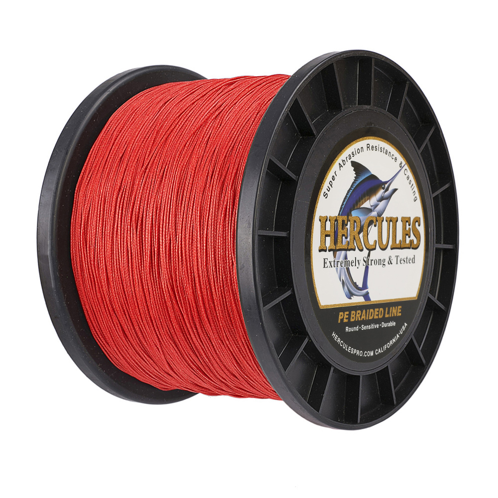 HERCULES 1094 Yards 8 Strands Extreme Weave 10-300lb Red PE Braided Fishing Line - Picture 42 of 64
