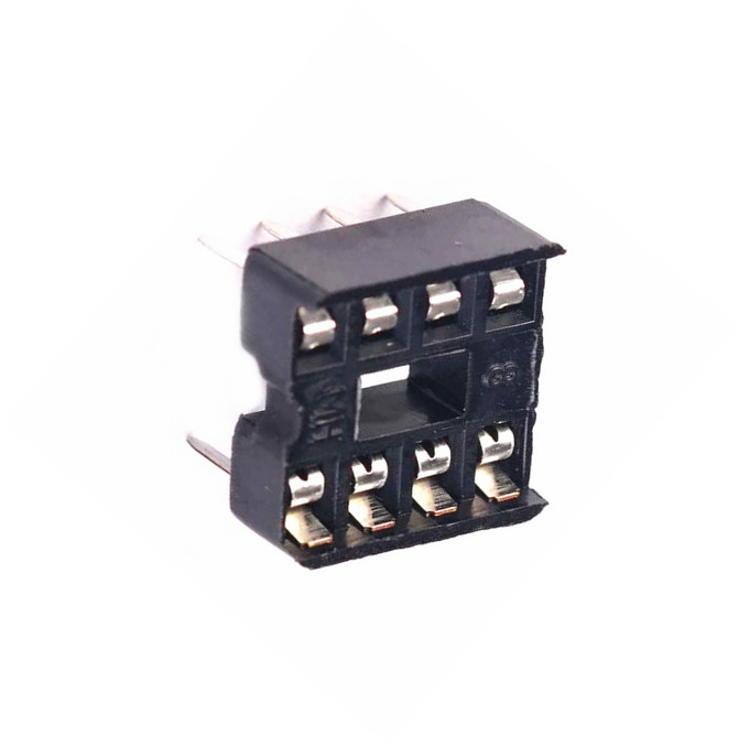 100PCS 8-Pin DIP IC Socket Adaptor – Solder Type – Dual Wipe Contact Pitch