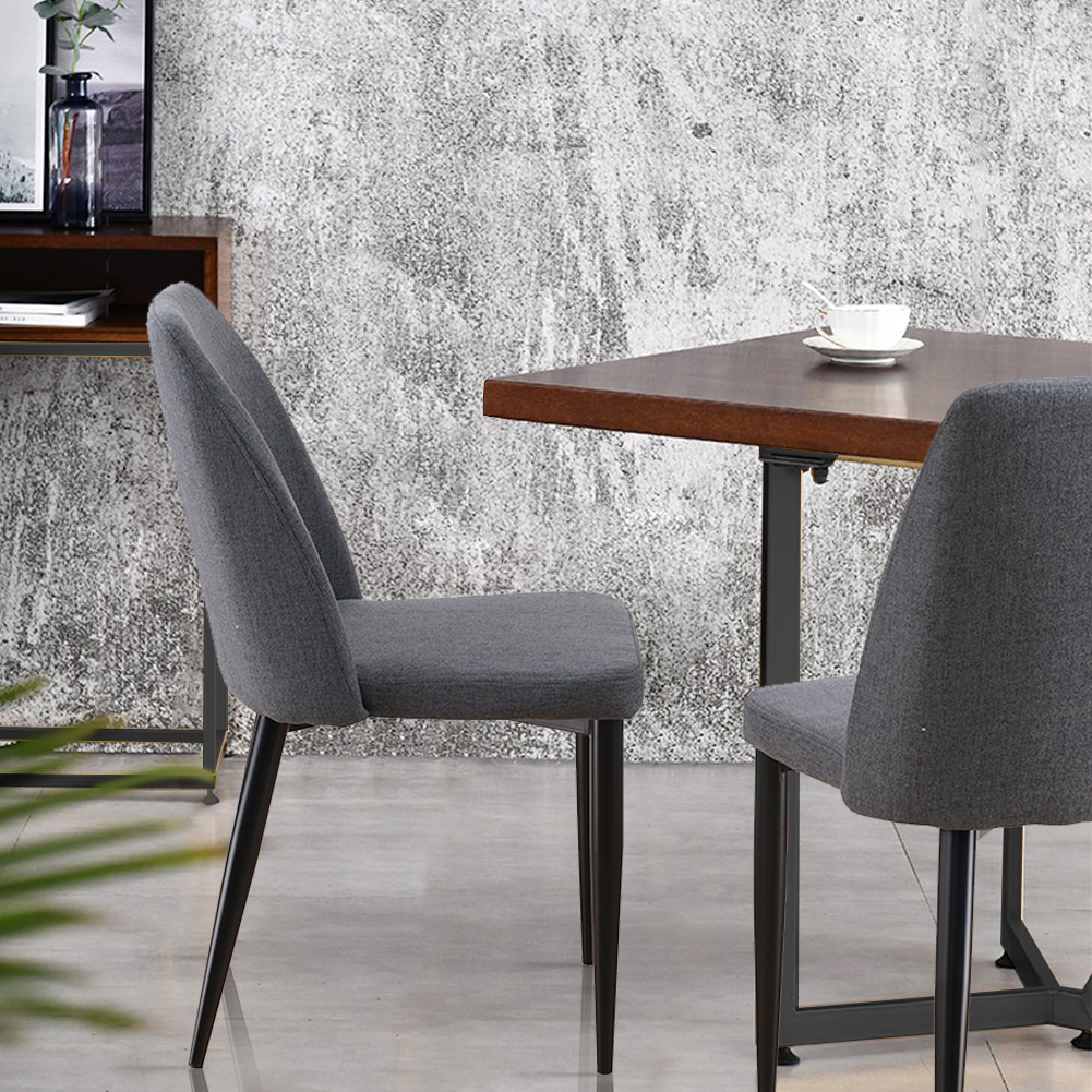 2x Grey Kitchen Dining Chairs Set Fabric Metal Chair Room Metal Chair Dining Room Retro Seat Uk View