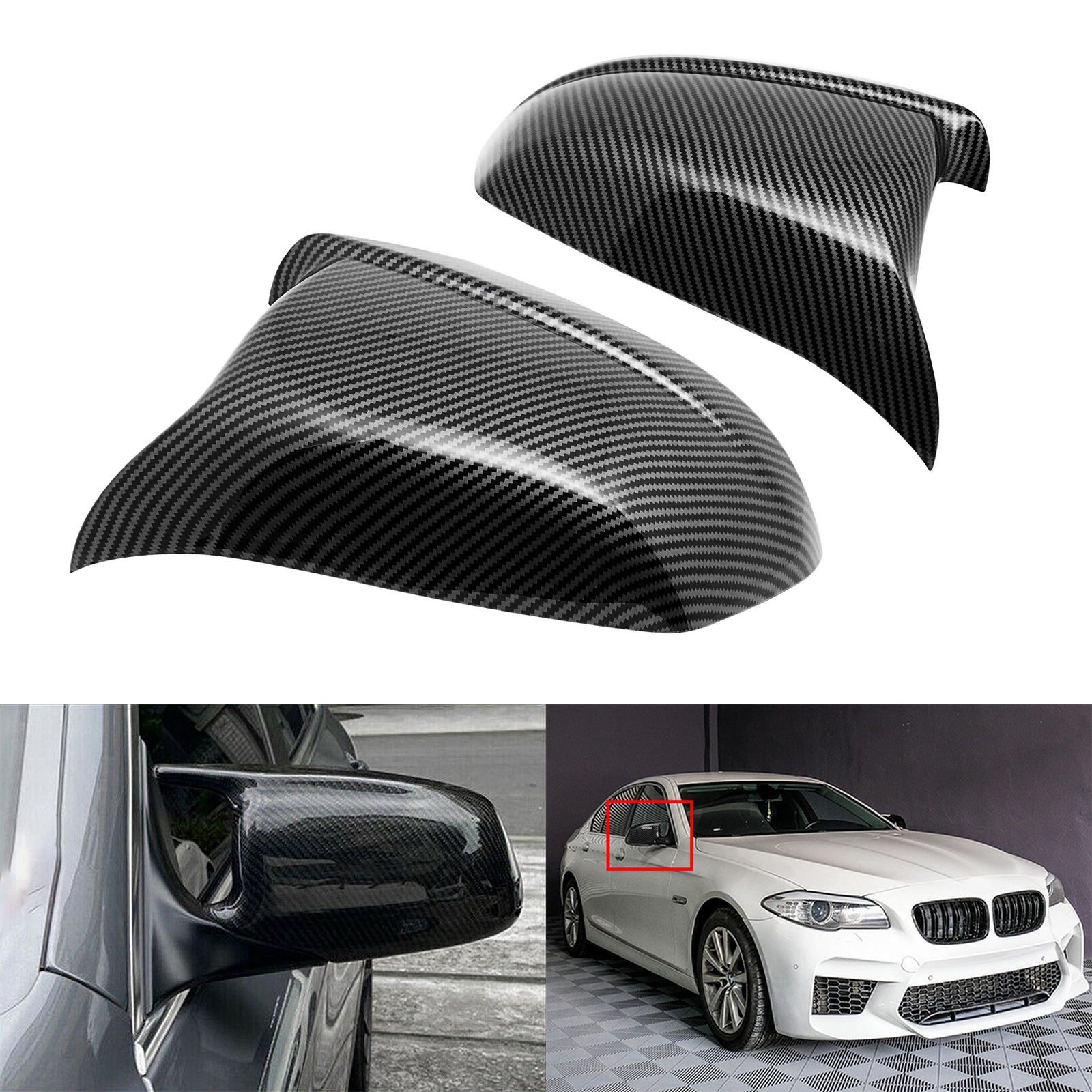 2x Carbonfaser-Stil Außenspiegel Spiegel Abdeckungen Für BMW 5er