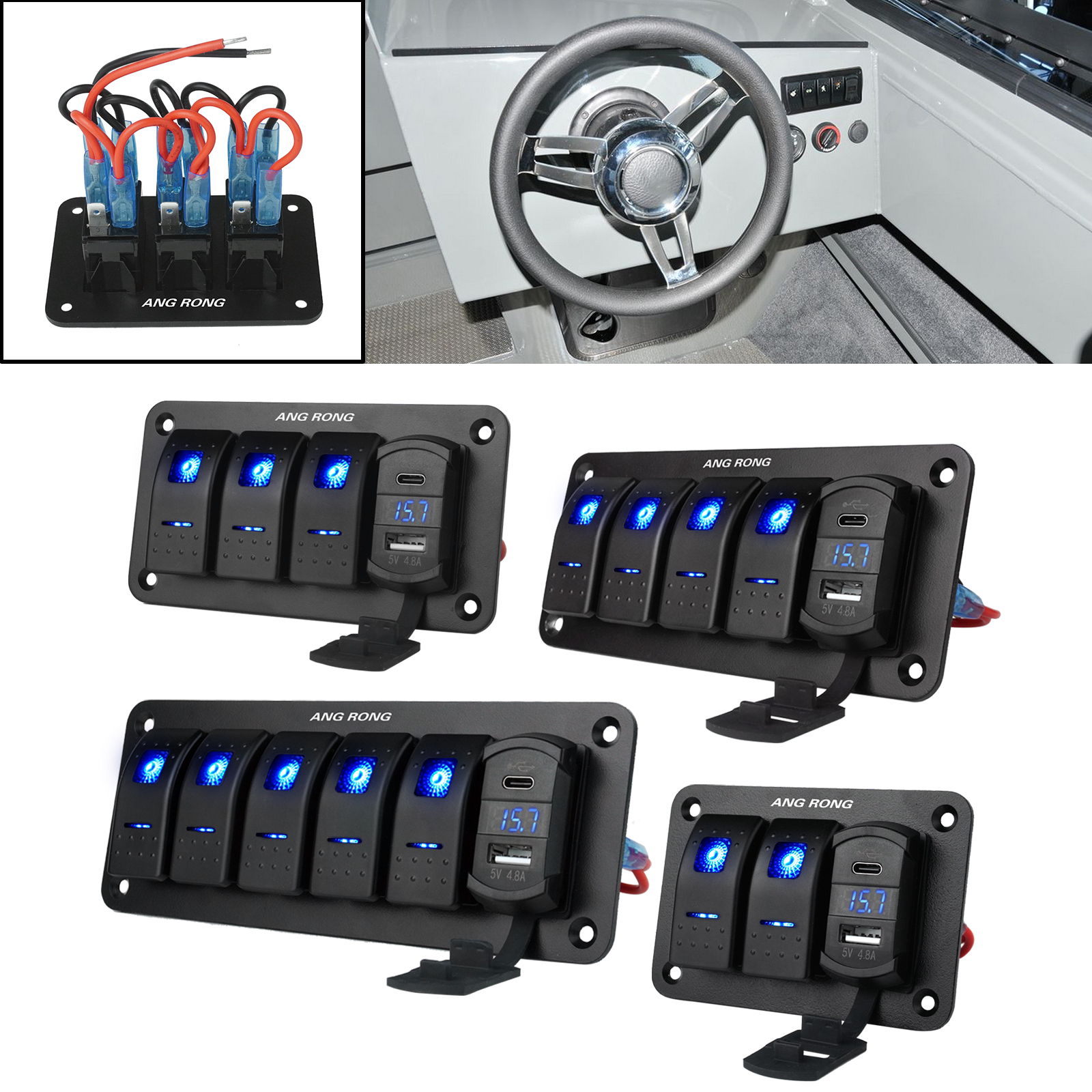 LED Kippschalter 12-24V Mit Blauem Strobe-Licht – Produktbild-Vorschau 4