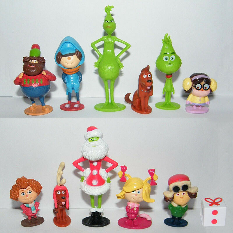 12pcs Movie Cartoon The Grinch PVC Figure Doll Toy Action Figures Kids Gift Toys