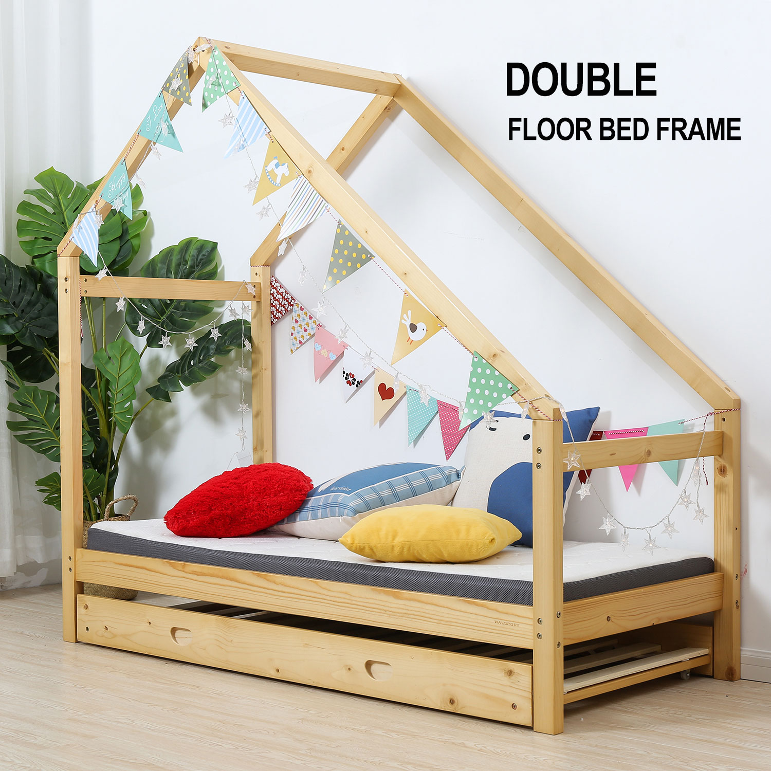 Double Children Floor Bed House Frame Wood Kids Poster Bedroom Details About Double Children Floor Bed House Frame Wood Kids Poster Bedroom Furniture