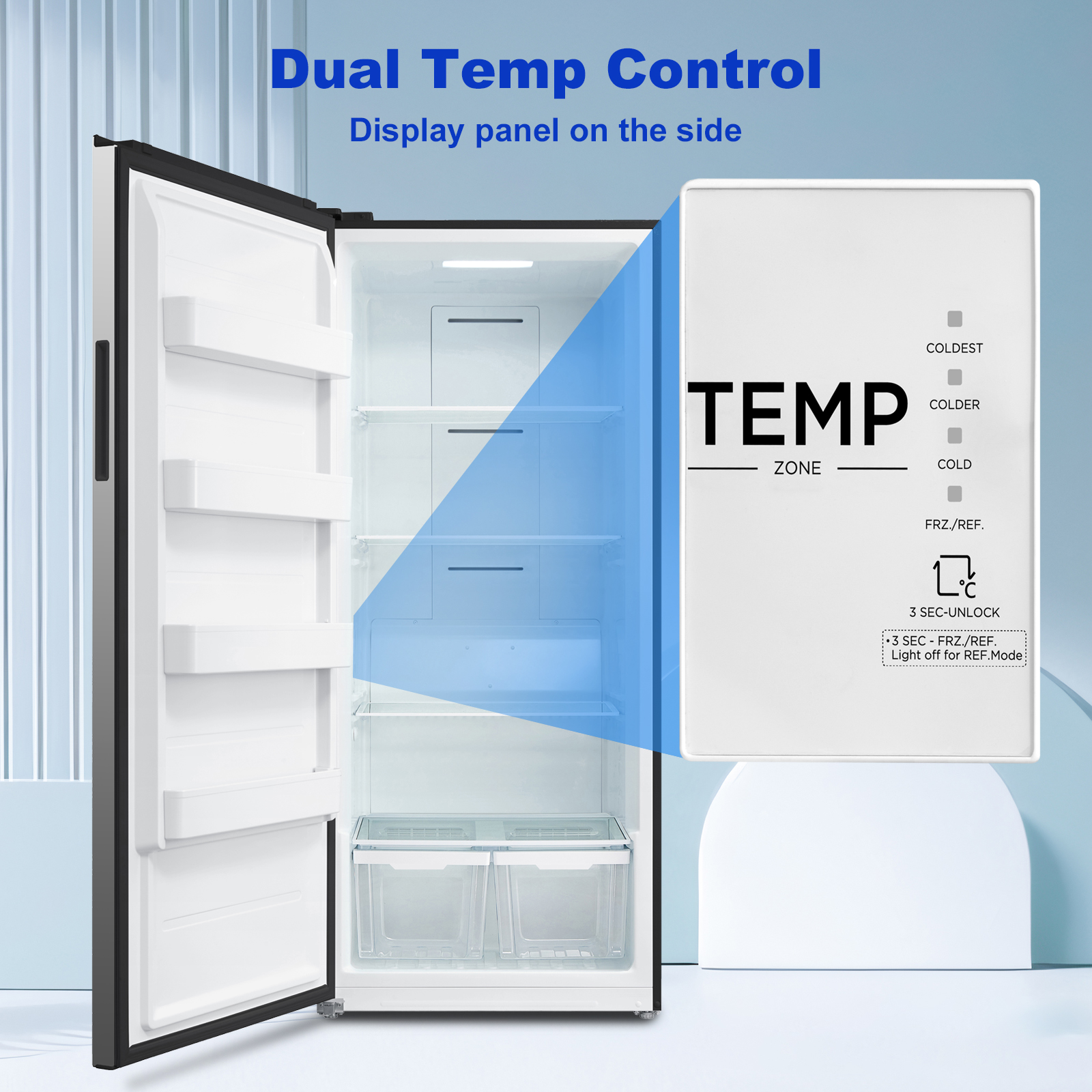 21 CU.FT Left Door Garage Freezer 33 Inch Upright Freezer in