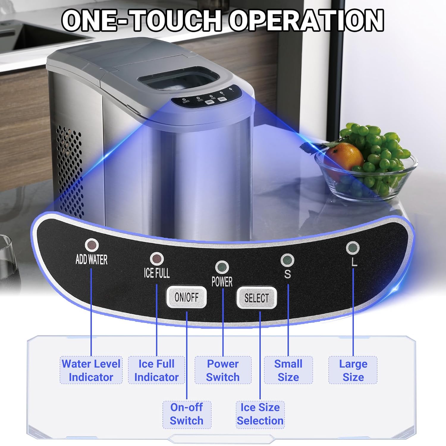 26Lbs Countertop Ice Maker Bullet-shaped Ice Cube Ice