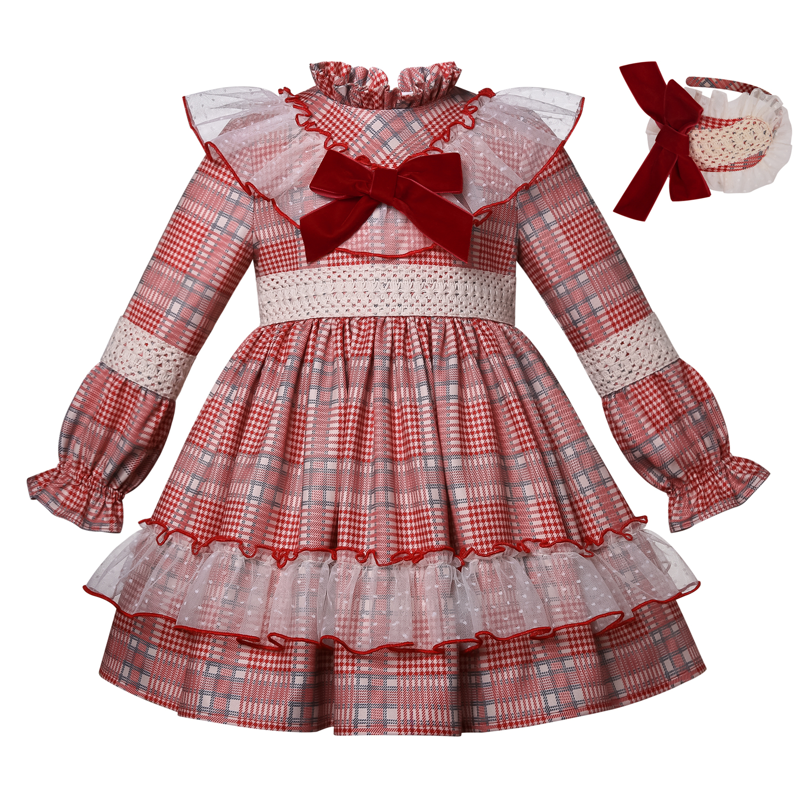 red spanish christmas dress DREAM 0-8 years BABY GIRL Red Xmas puffball layered Romany Spanish frilly  dress