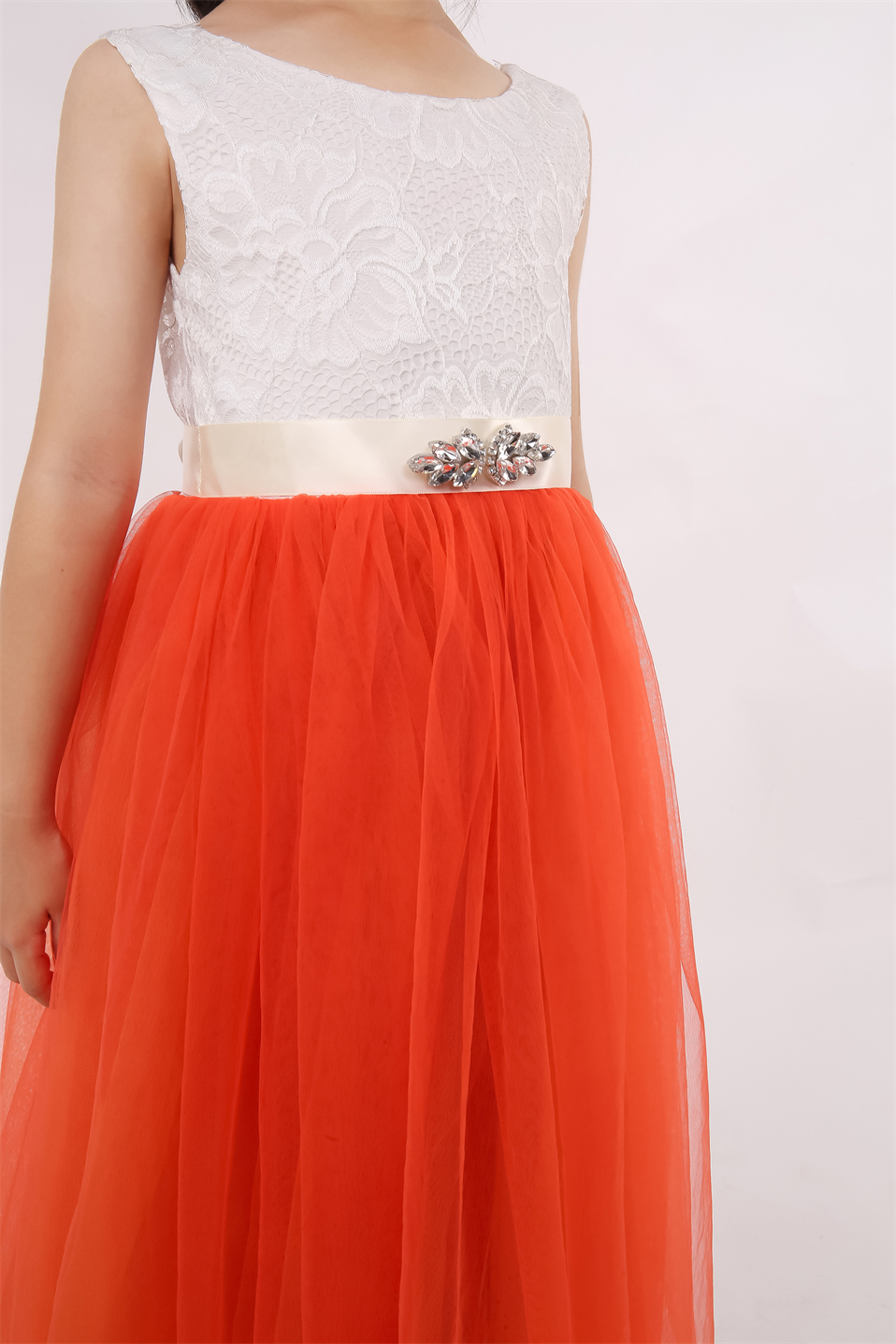 orange party dress girls Little Girl Dress Sleeveless Tiered Swing A-Line Cute Orange Dress For Girls Birthday Dresses For Girls Girls Party Dress