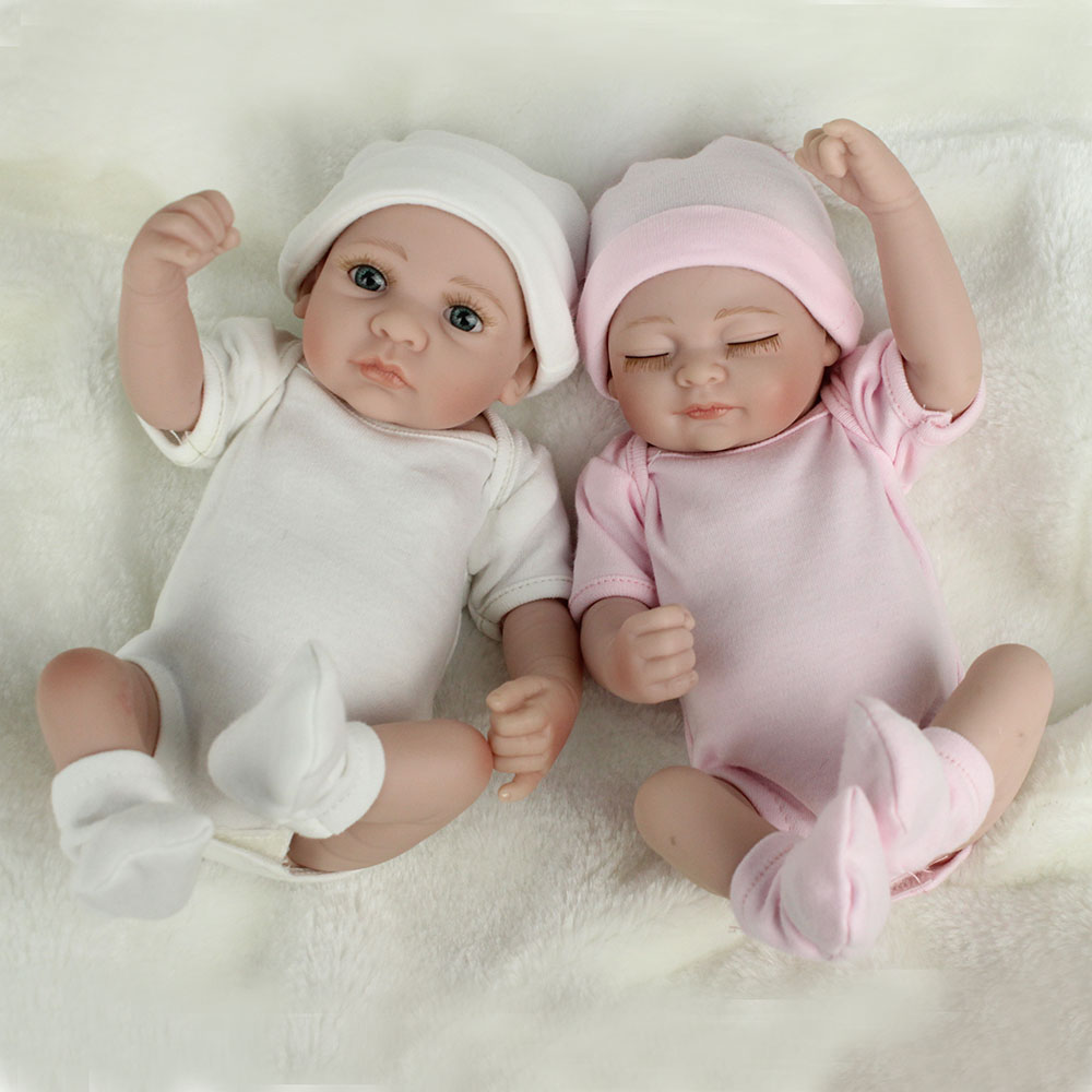 Handmade Twins Baby Dolls Realistic Full Body Vinyl Silicone Reborn