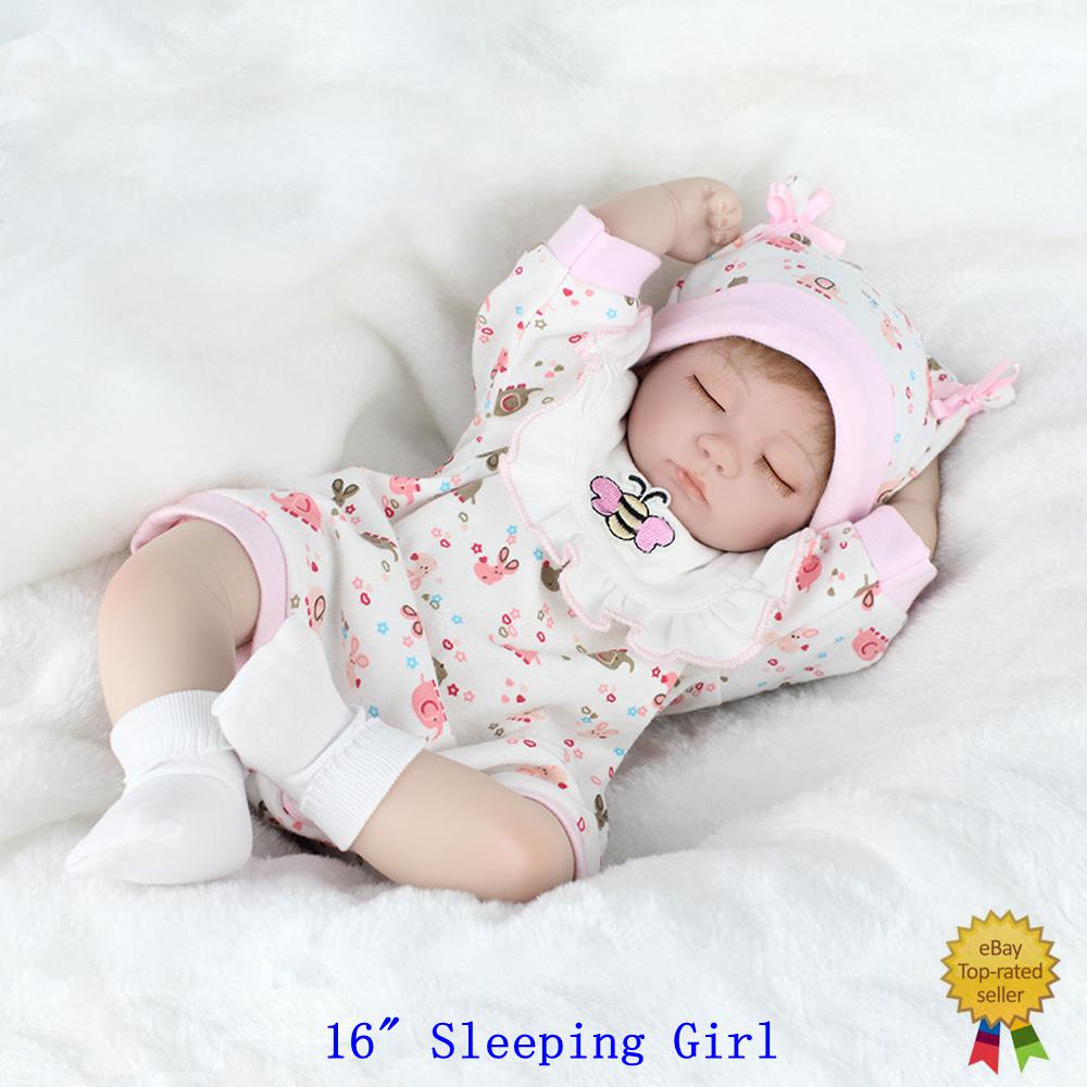 Handmade Lifelike Realistic 16/" Sleeping Newborn Vinyl Silicone Reborn Baby Doll
