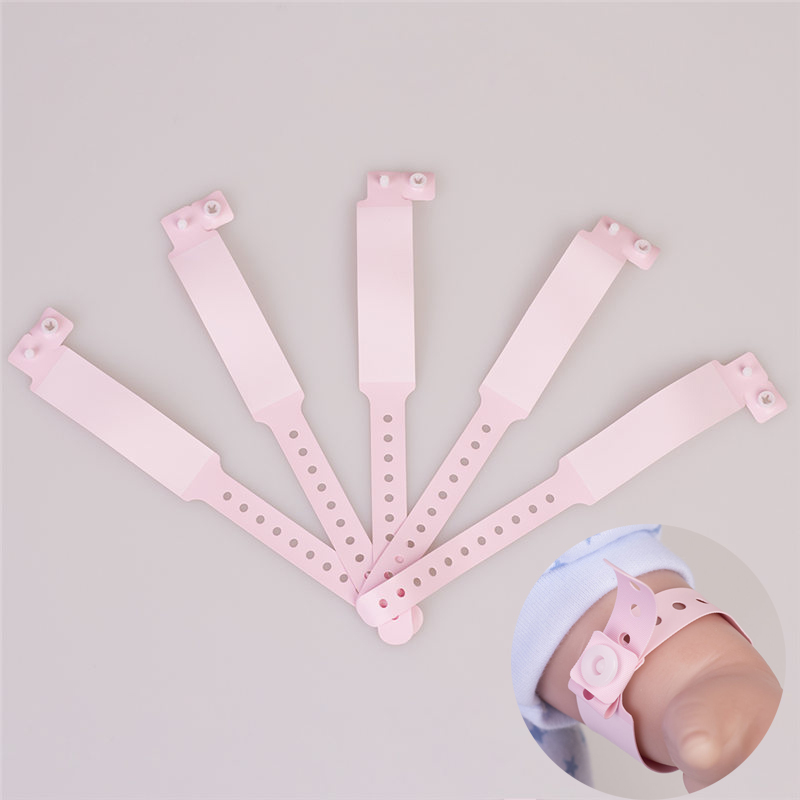 5pcs Reborn Baby Hospital ID Wristbands Pink Bracelets Baby Shower