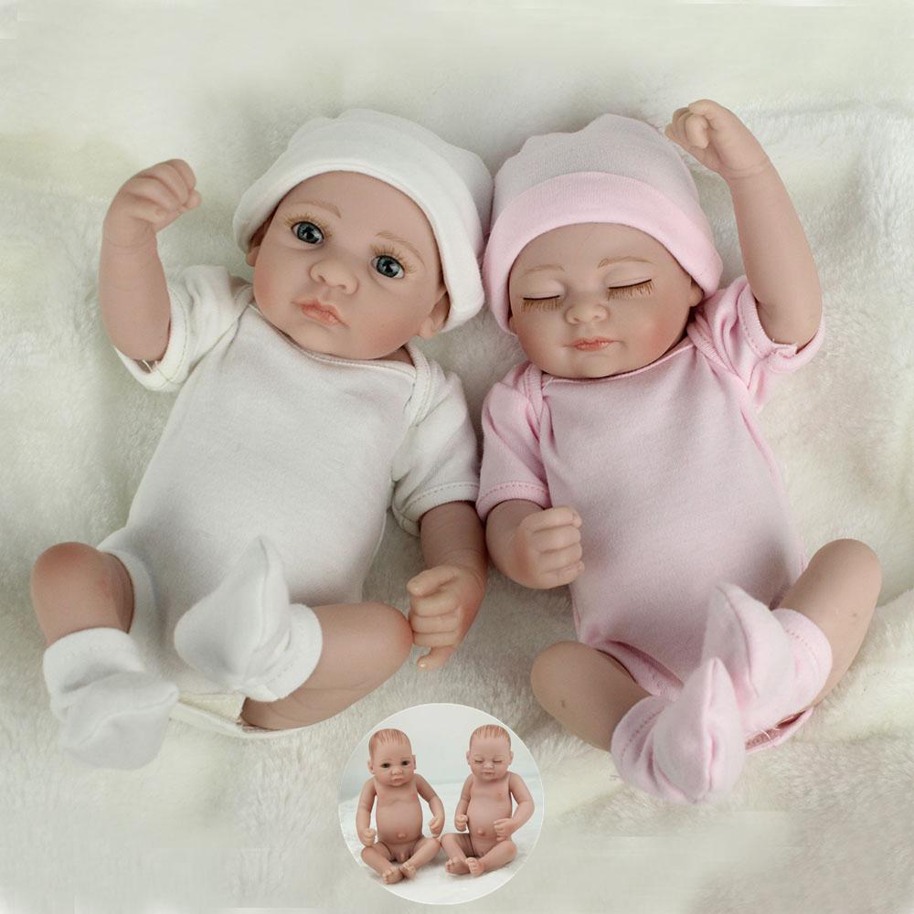 Twins 18/" Reborn Baby Dolls 100/% Handmade 2 Pcs Clothes Silicone Vin...