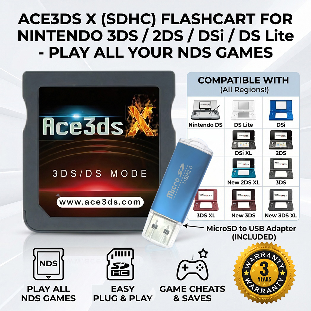 ACE3DS X SDHC For 3DS /2DS/DSi/DS Lite/DS to play NDS games