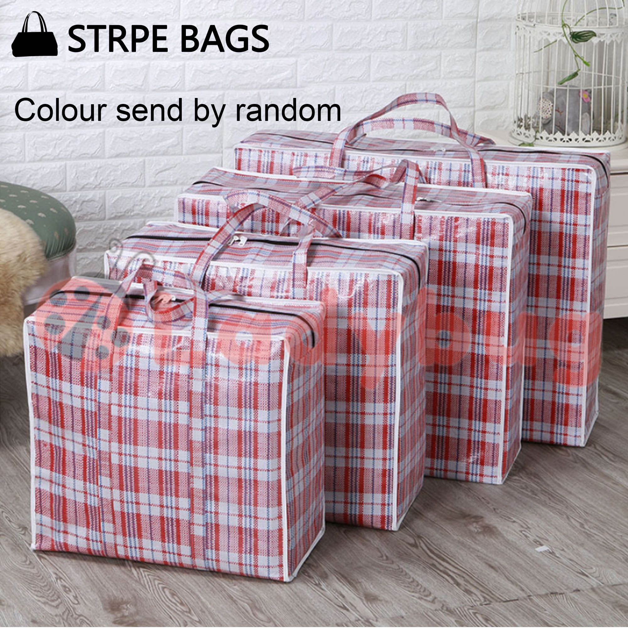 12 Nylon Stripe Bag Packing Storage Strip Shopping Zip House Moving ...