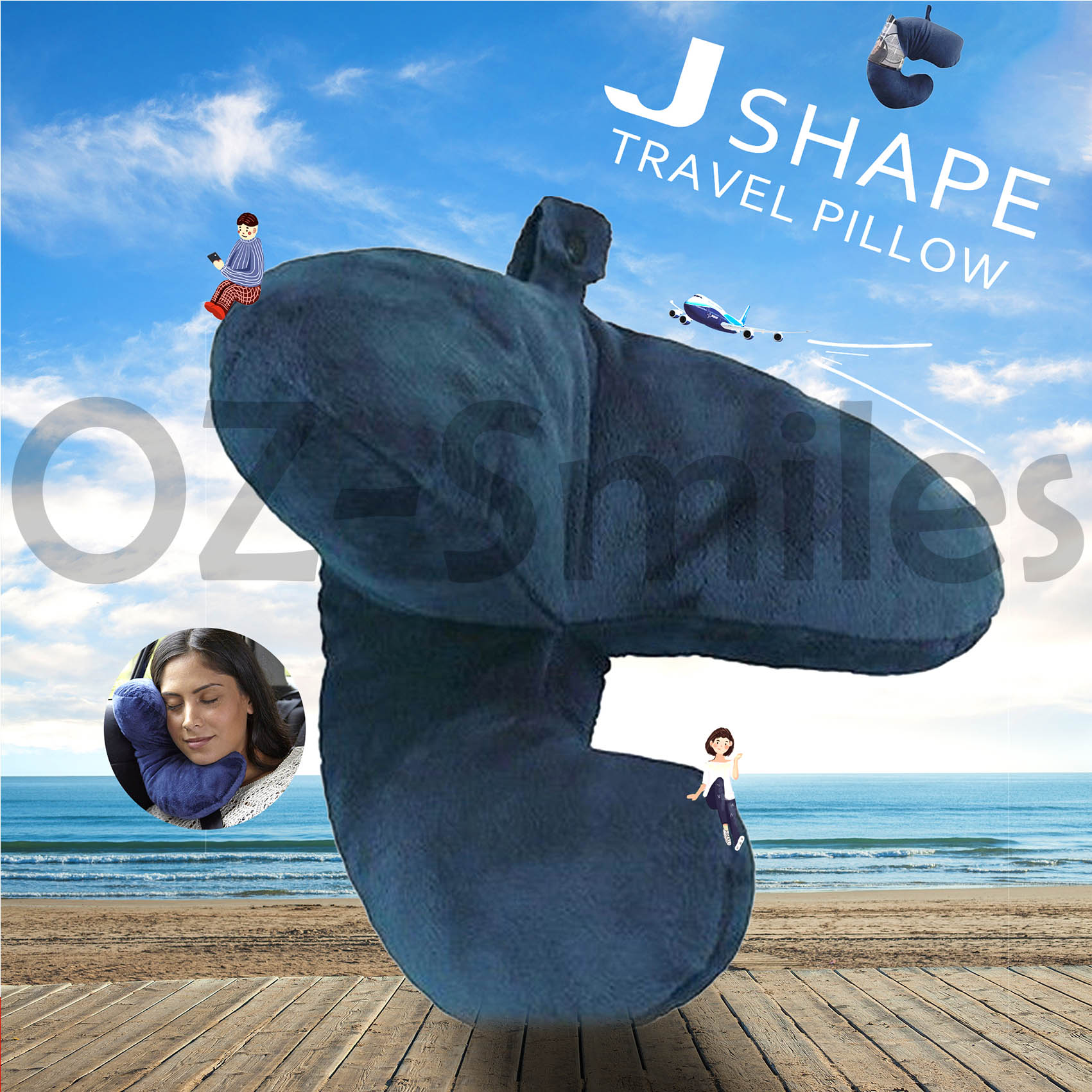 Neck Pillow Flight J Shaped Head Chin Support Pillow Soft For