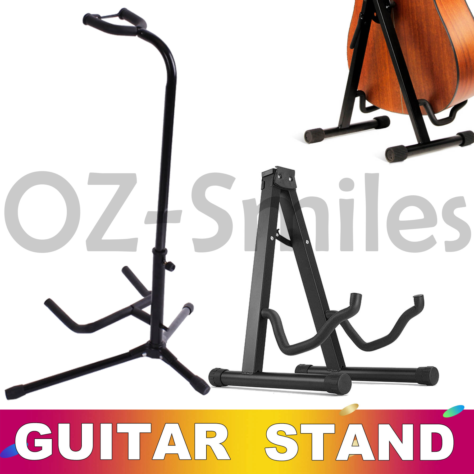 Portable Electric Acoustic Bass Guitar Stand A Frame GIG Floor Rack